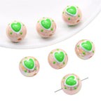 Painted Heart Acrylic Beads 16mm Glossy Bold Colors 4pcs 6