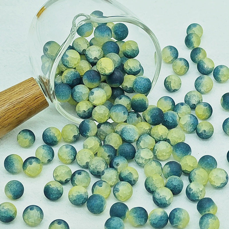 Frosted Round Glass Beads 10mm Matte Mixed Colors 50pcs 11