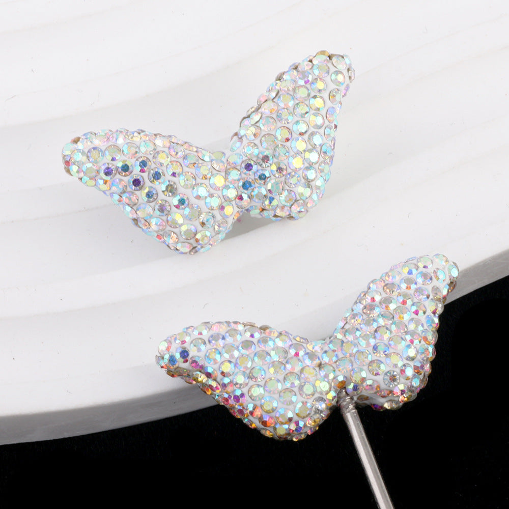 Polymer Clay Wing Rhinestone Beads 37mm Full Rhinestone Pave 6pcs 15