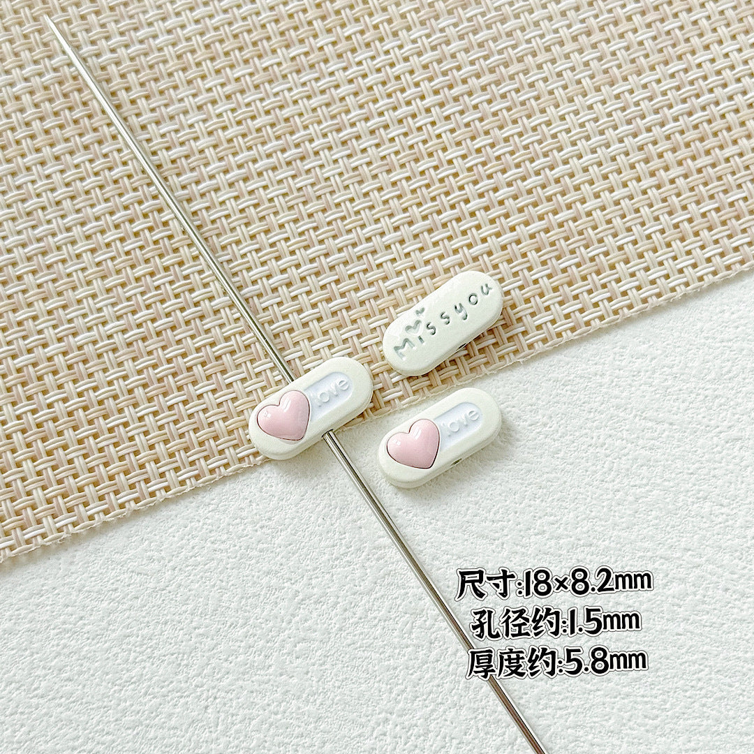 Heart Metal Beads 15-18mm Baking Painted Cherry Blossom Kitten Design 10pcs 16