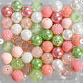 Bubblegum Beads 20mm Skin Pink Light Green Peach Chunky Mix 50pcs