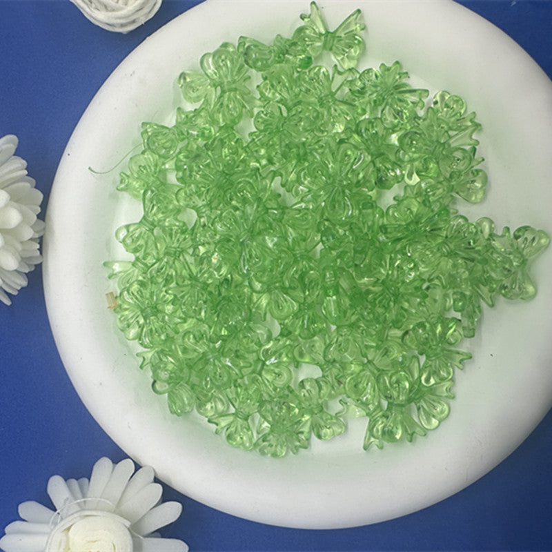 Colored Clear Bow Ribbon Acrylic Beads 18mm Translucent 100pcs 13