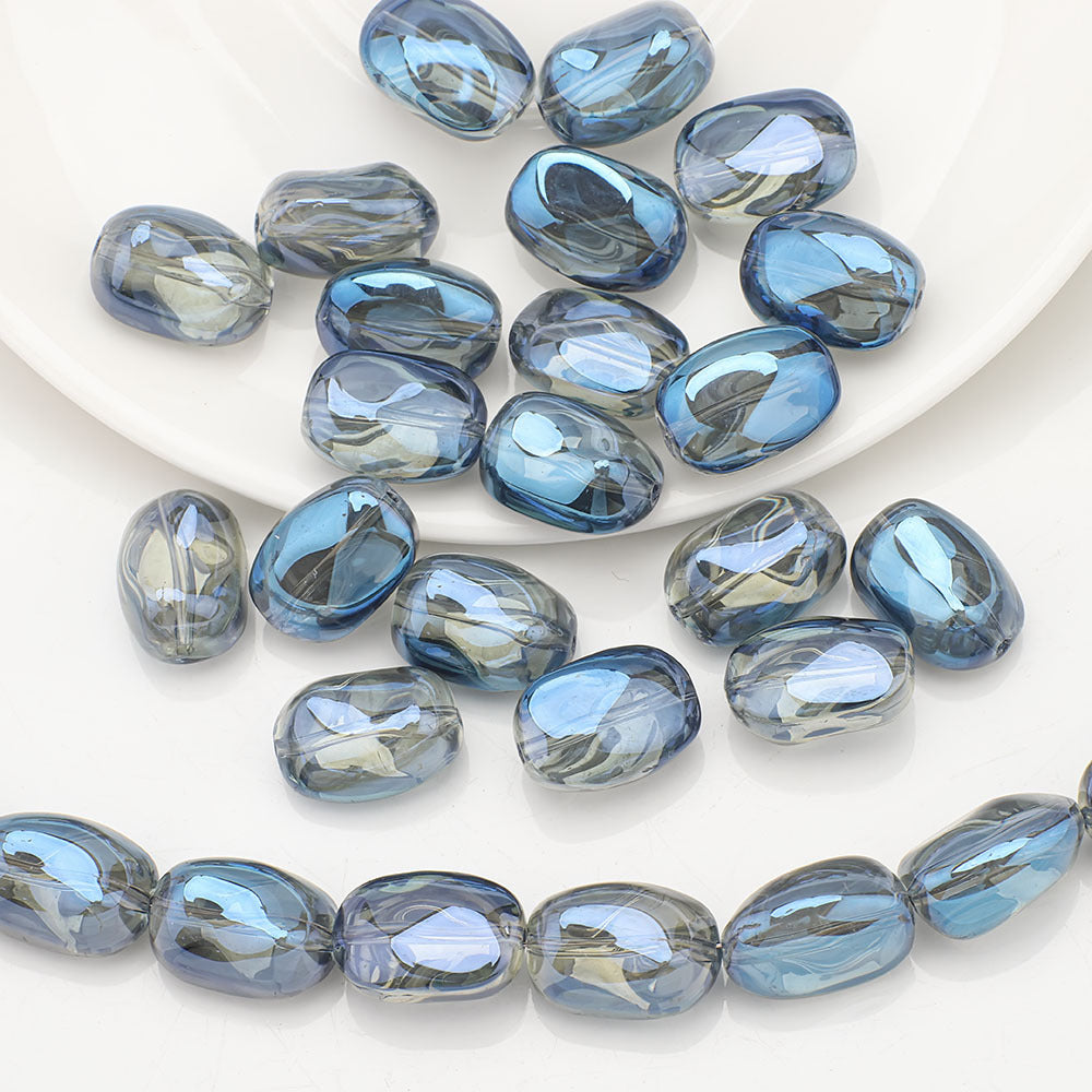 Electroplated Stone Geometric Irregular Glass Beads 11x15mm 20pcs 12
