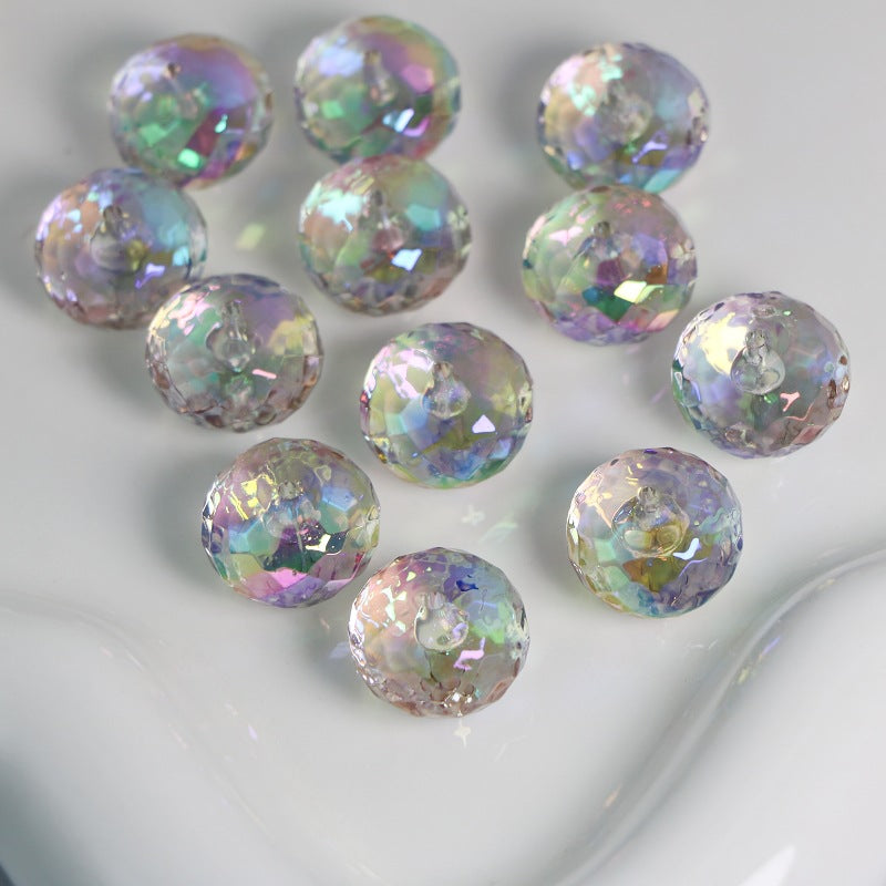 UV Plating Faceted Acrylic Spacer Beads 17.6mm Transparent Pastel 50pcs 4