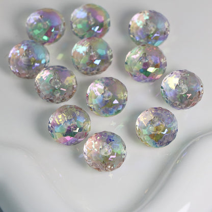 UV Plating Faceted Acrylic Spacer Beads 17.6mm Transparent Pastel 50pcs 4