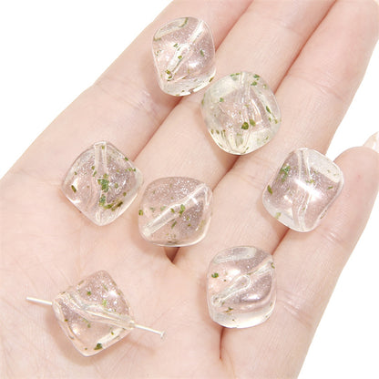 Transparent Flower Acrylic Beads 13x16mm Colorful Speckled 20pcs 7