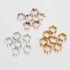 Hollow Six Petal Flower CCB Plastic Beads 12mm Metallic Tones 100pcs 4
