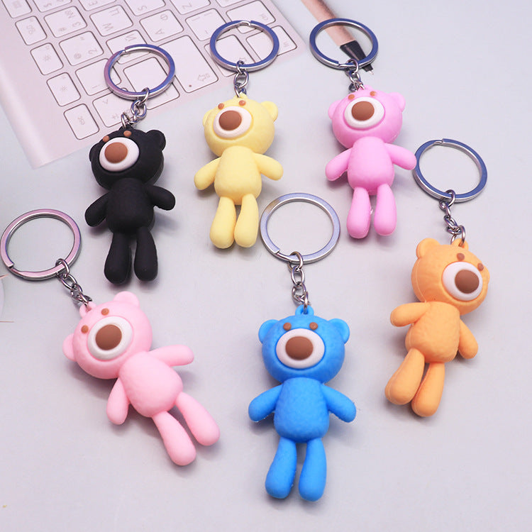 Silicone Bear Keychain Long Leg Colorful Soft Playful Snout 4
