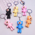 Silicone Bear Keychain Long Leg Colorful Soft Playful Snout 4