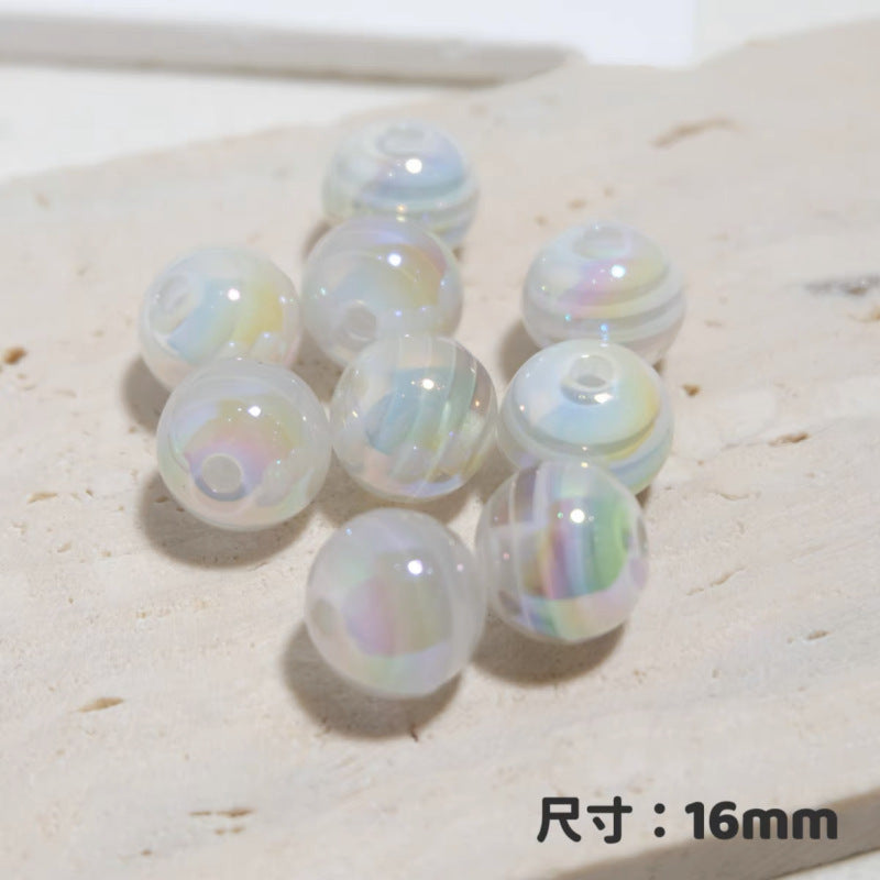 UV Plating Colorful Lollipop Striped Resin Beads 16mm 10pcs 18