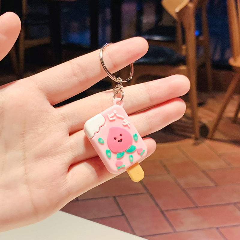Silicone Mini Fruit Ice Cream Keychain Pastel Colors Cute Design 8