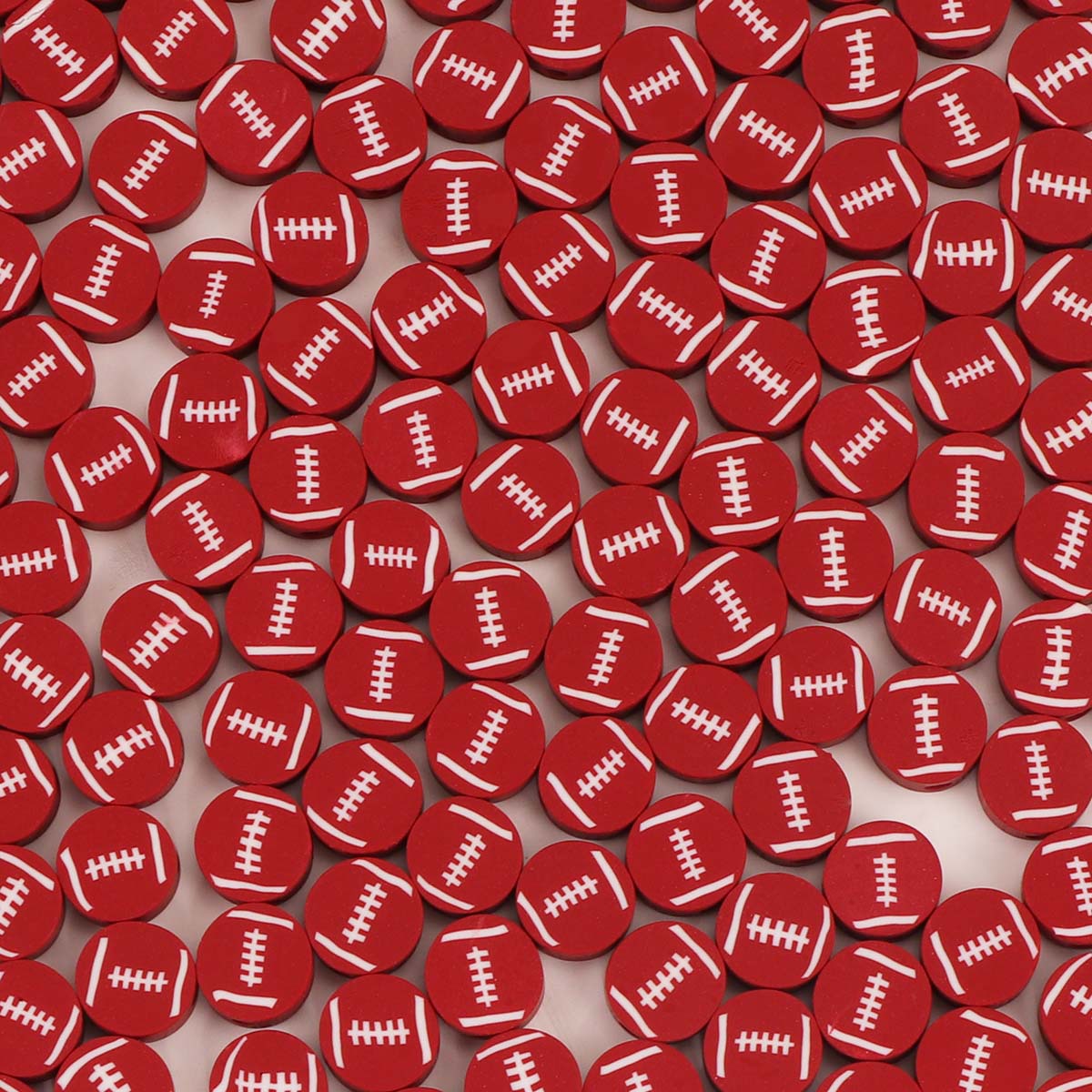 Rugby Clay Beads 10mm Polymer Brown White Laces 50pcs 16