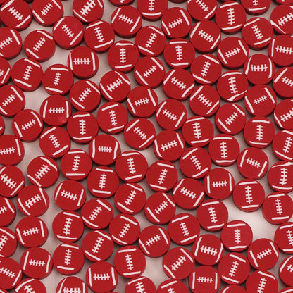 Rugby Clay Beads 10mm Polymer Brown White Laces 50pcs 16