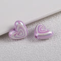 Plating Heart Acrylic Beads 18mm Spiral Pattern Glossy 50pcs 6