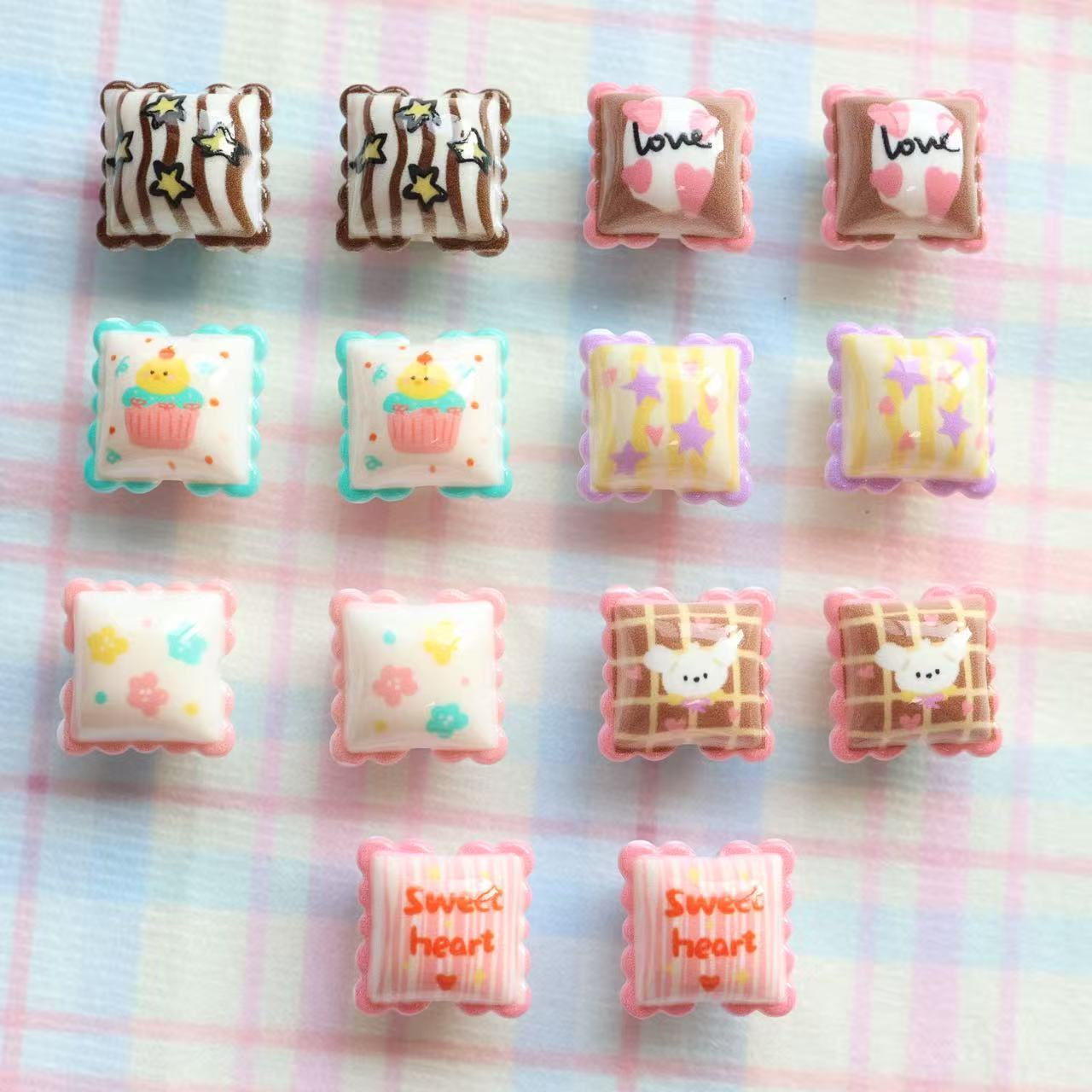 Cartoon Lace Pillow Acrylic Beads 19mm Colorful Mixed 20pcs 2
