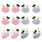 Silicone Focal Beads Cow Smiling Faces Pink Gray 20pcs 4