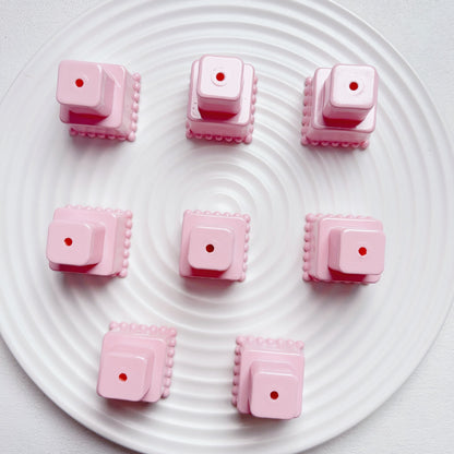 Painted Square Round Acrylic Beads 31mm 35mm Macaron Cake Double Layer 5pcs 9