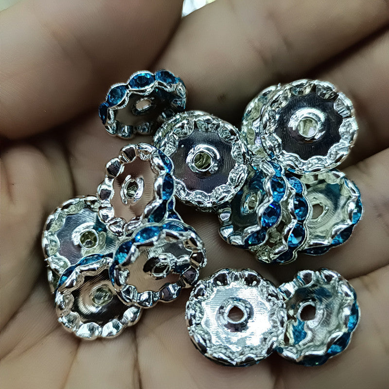 Rhinestone Wavy Spacer Beads 12mm Red Crystal 50pcs 2