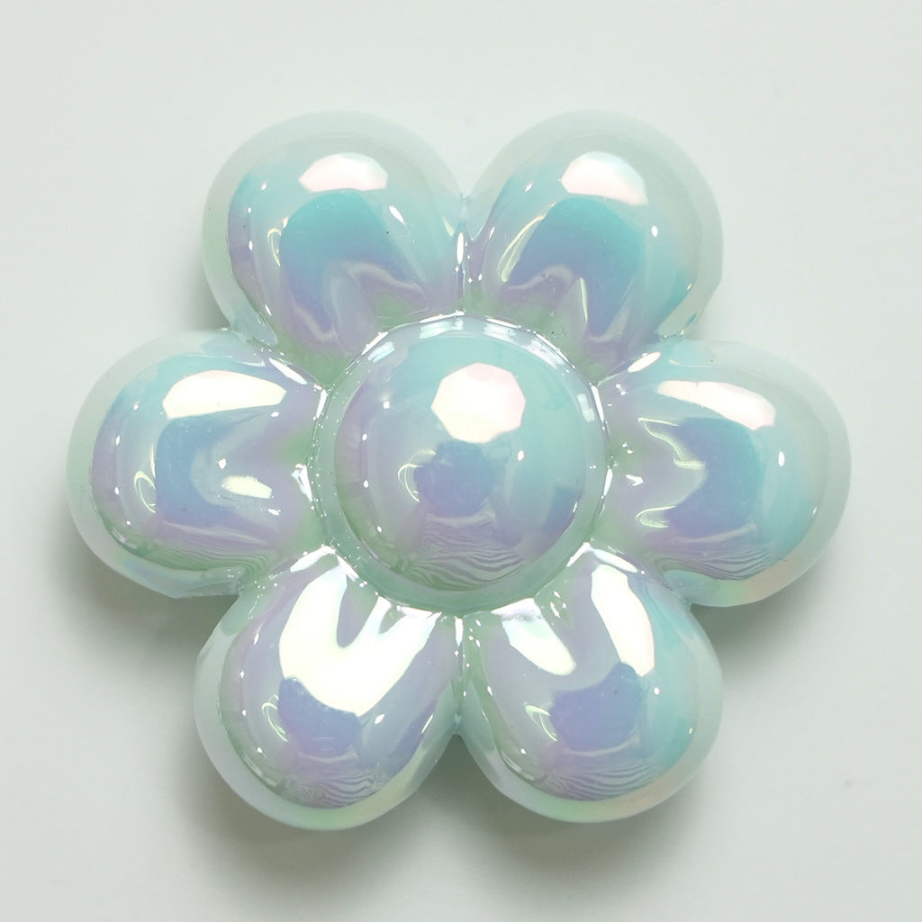 UV Plating Flower Acrylic Beads 32mm Glossy Pastel Large 20pcs 12