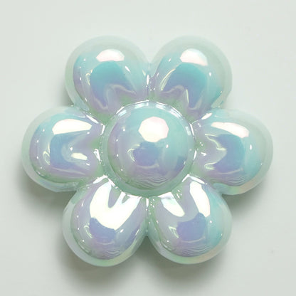 UV Plating Flower Acrylic Beads 32mm Glossy Pastel Large 20pcs 12