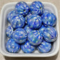 Plating Round Acrylic Beads 16mm UV Woven Plaid Pattern 100pcs 8