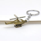 Vintage Alloy Helicopter Keychain Antique Bronze Tone Rotor Detail 6