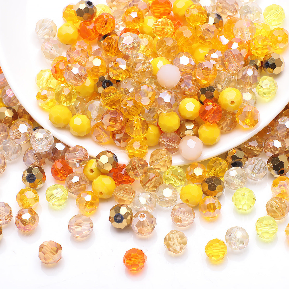 Faceted Football Glass Beads 8mm Electroplated Multicolor 50pcs 8