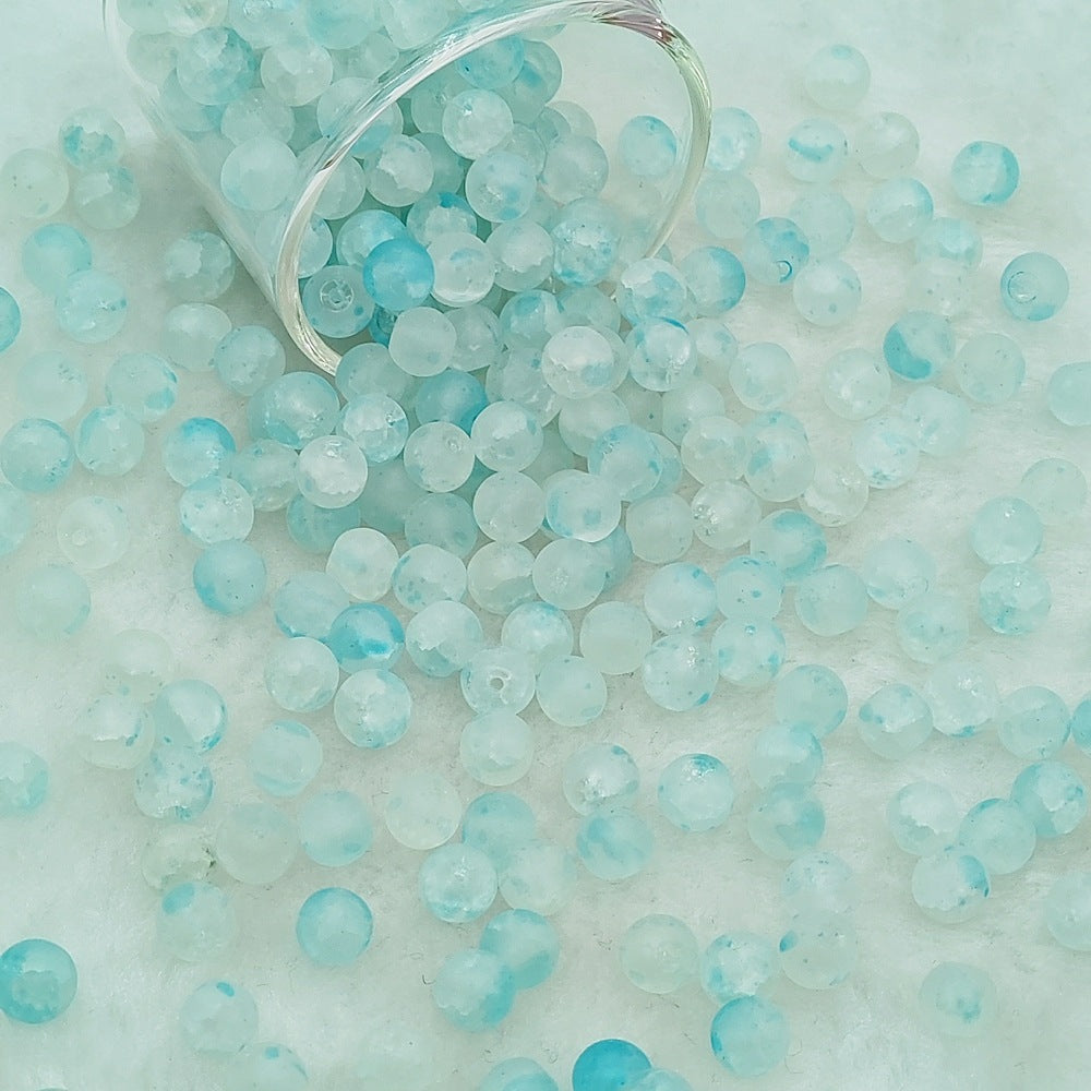 Frosted Round Glass Beads 6mm Colorful Speckled Matte Finish 50pcs 16