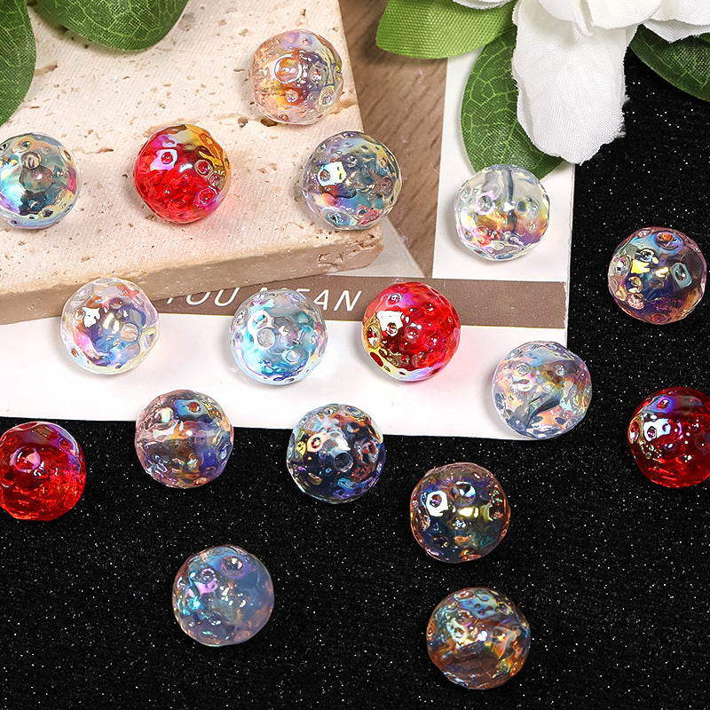 UV Plating Round Acrylic Beads 16mm Moon Like Cratered Surface 50pcs 4