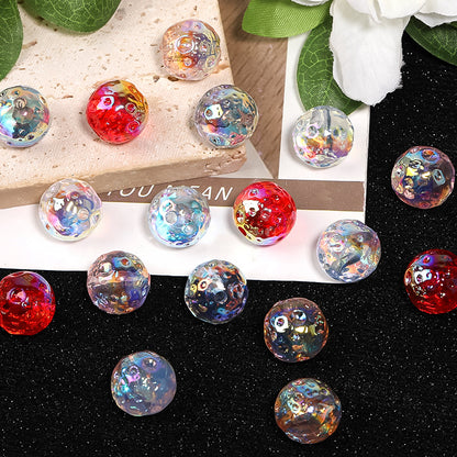 UV Plating Round Acrylic Beads 16mm Moon Like Cratered Surface 50pcs 4