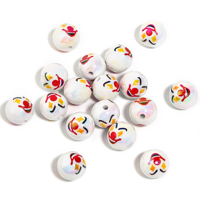 Plating Round Acrylic Beads 16mm Joker Smiley Face Glossy 50pcs 7