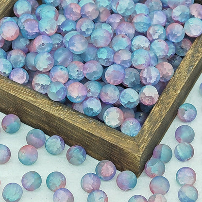 Frosted Round Glass Beads 10mm Muted Pastels Earth Tones 50pcs 10