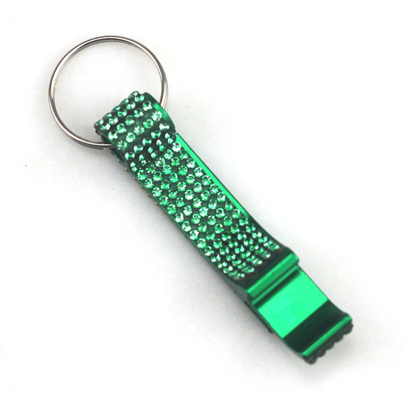 Rhinestone Bottle Opener Keychain Aluminum Alloy Multi Functional 13