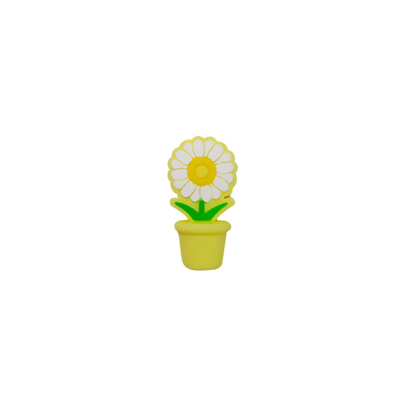 Silicone 3D Focal Beads Potted Daisy Holding Pot 20pcs 9