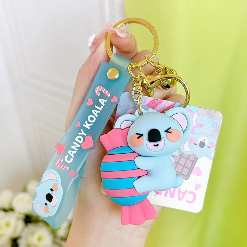 PVC Candy Koala Keychain Pastel Blue Vibrant Candy Shapes 7