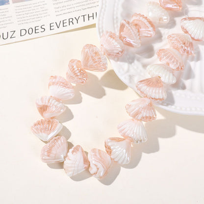 Two Tone 3D Shell Lampwork Glass Beads 22mm Handmade 10pcs 15