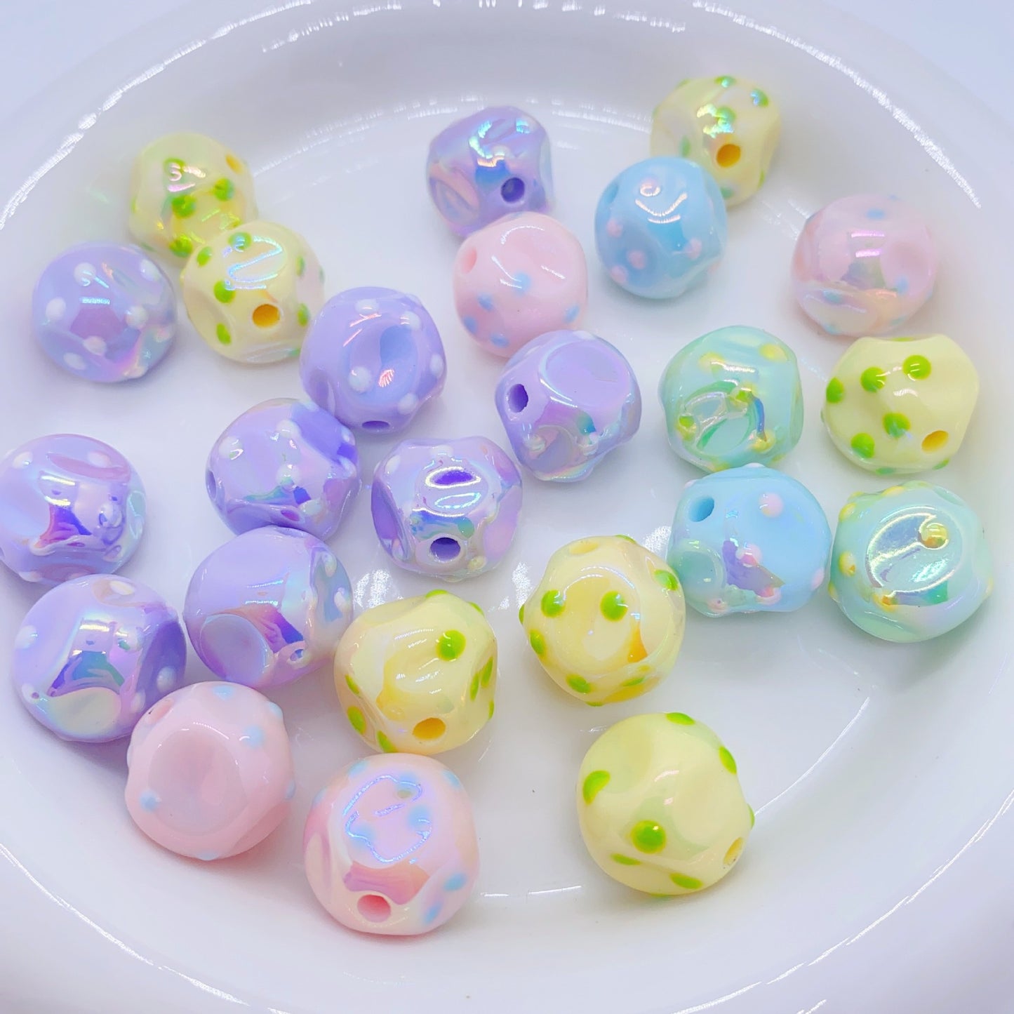 Glow Spotted Fig Acrylic Beads 16mm Pastel Colors 10pcs