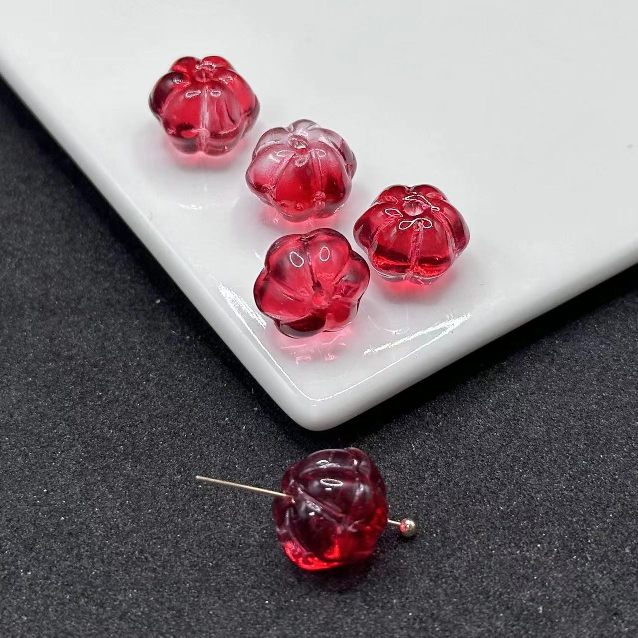 Czech Glass Beads Pumpkin 12mm Translucent Amber 100pcs 6
