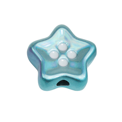 Plating Star and Heart Button Acrylic Beads 11mm Assorted Colors 50pcs 21
