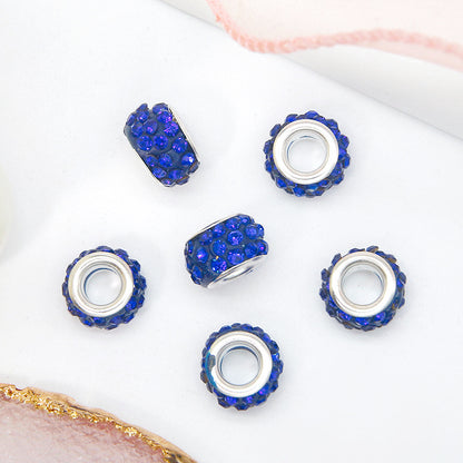 Rhinestone 3-Rows Spacer Beads 12mm Large Hole 50pcs 7