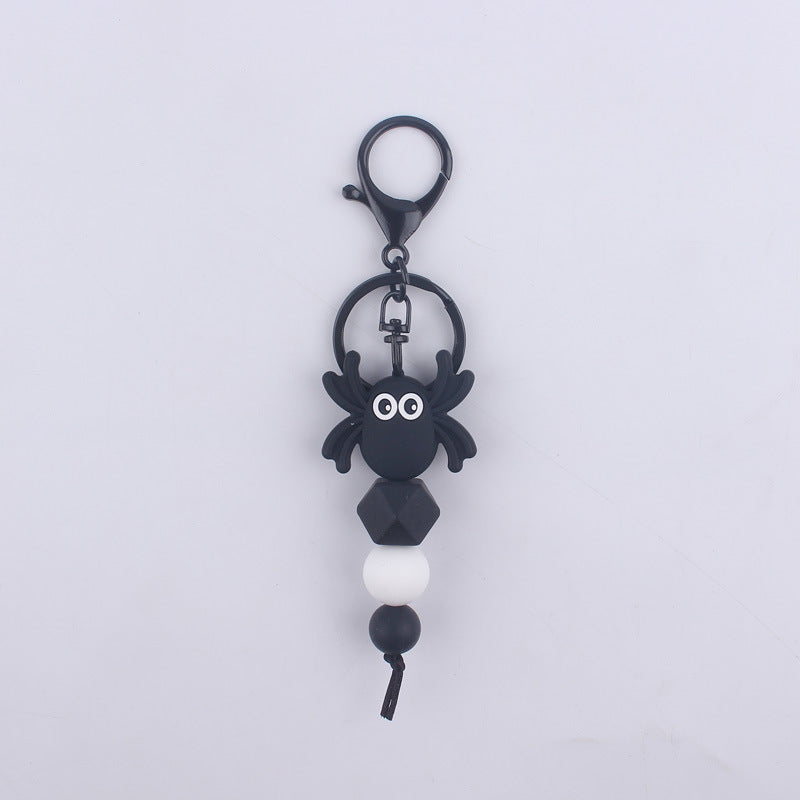 Halloween Silicone Bead Keychain Colorful Spooky Characters Durable 9