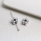 Silver Cherry Blossom Acrylic Beads 12mm Enamel 50pcs 12