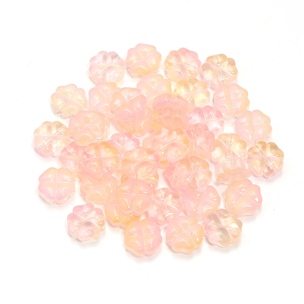 Color Transparent Clover Glass Beads 10mm Assorted Colors 50pcs 19