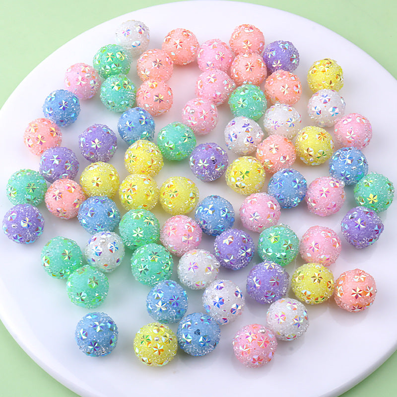 Rhinestone Bubblegum Beads 16mm Macaron Colored Holographic 1pc 2