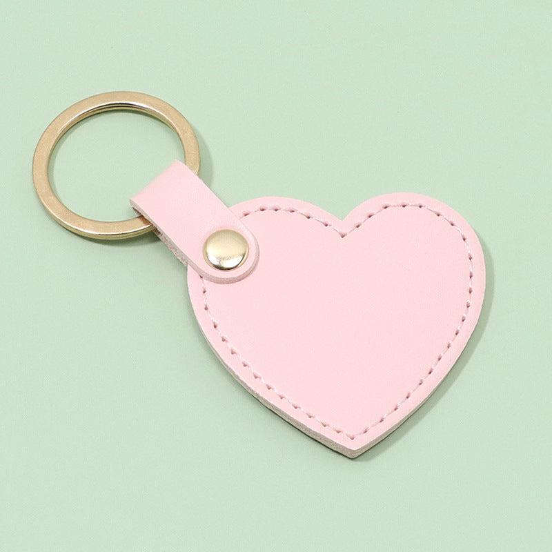 Leather Heart Shaped Keychain Soft Pastel Colors Stylish 7