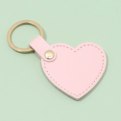 Leather Heart Shaped Keychain Soft Pastel Colors Stylish 7
