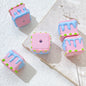 Painted Square Acrylic Beads 2.7mm Hand Drawn Cream Cake Design 9