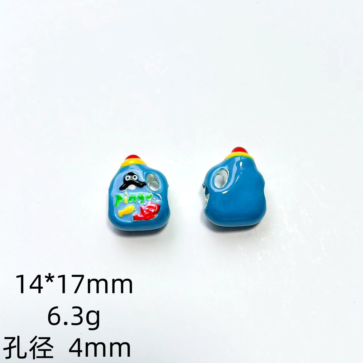 Hand Painted Alloy Metal Beads 12x15mm 14x17mm Enamel Finish 3pcs 3