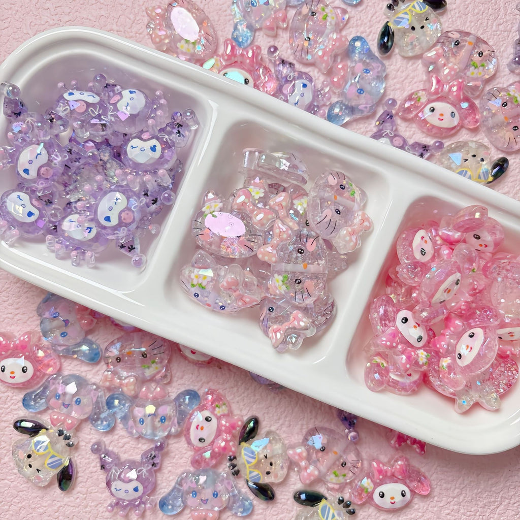 Iridescent Resin Beads Sanri Figures 5pcs Mixed Characters