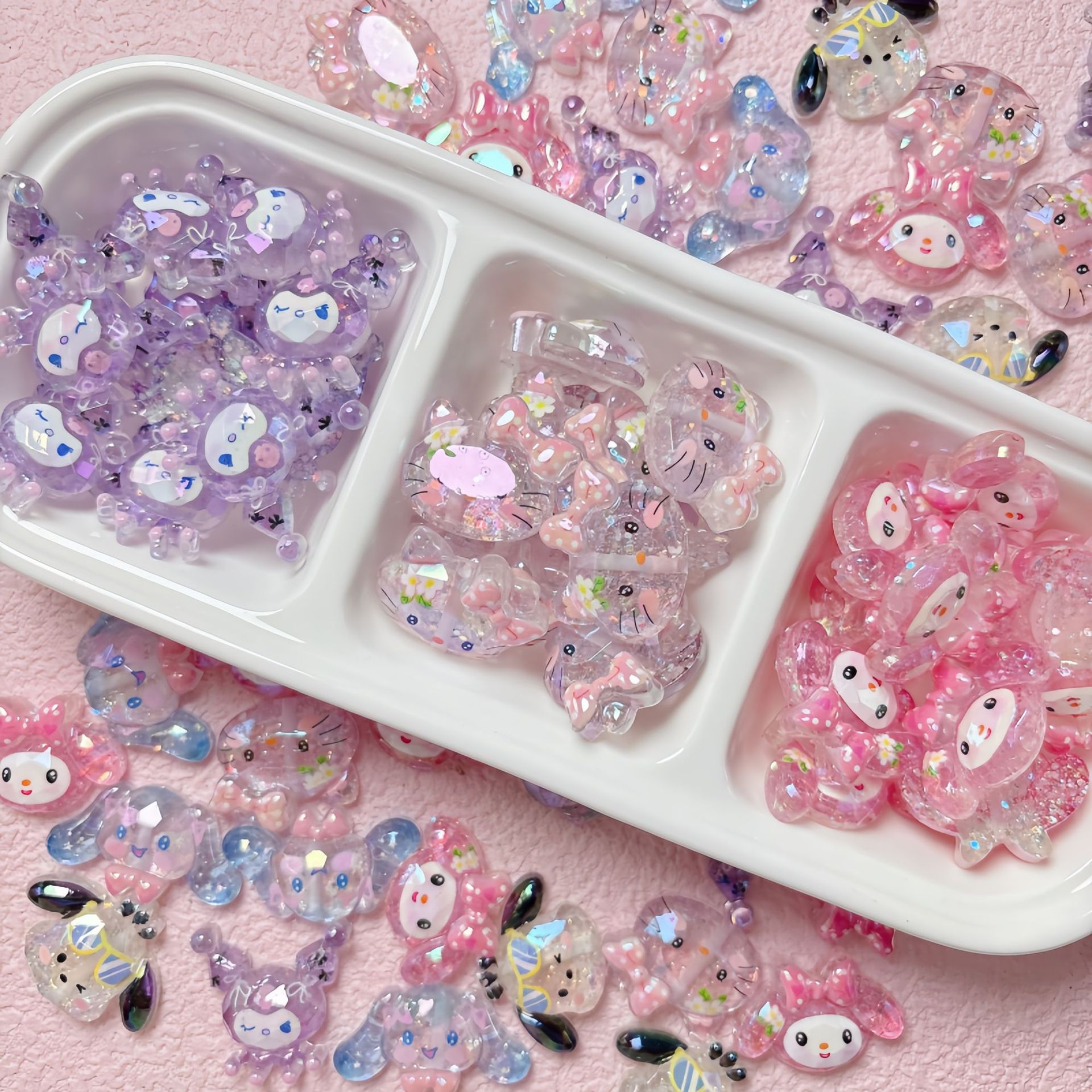 Iridescent Resin Beads Sanri Figures 5pcs Mixed Characters